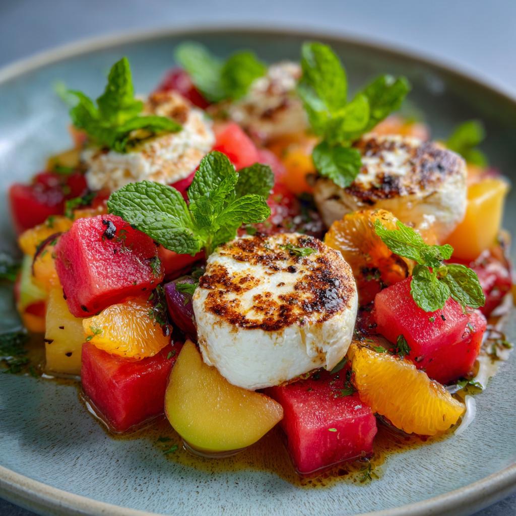 Salade de Pastèque et Nectarine avec Fromage de Chèvre Chaud - detail 1