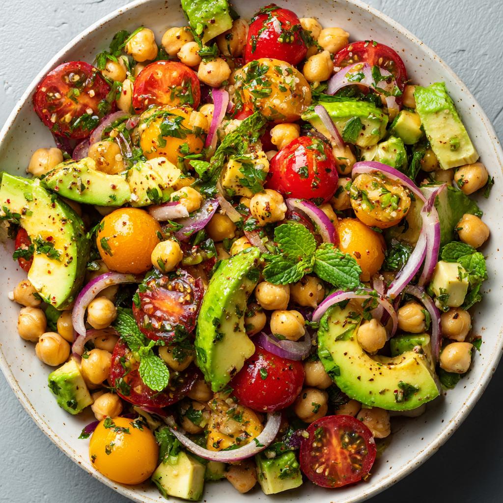 Salade de Pois Chiches, Avocat et Herbes