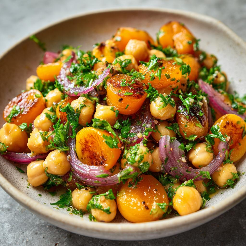 Salade de Pois Chiches et Abricots Rôtis