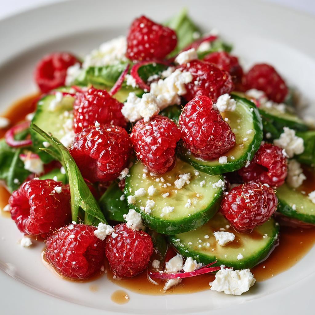 Salade d'été aux framboises, concombre et feta - detail 1