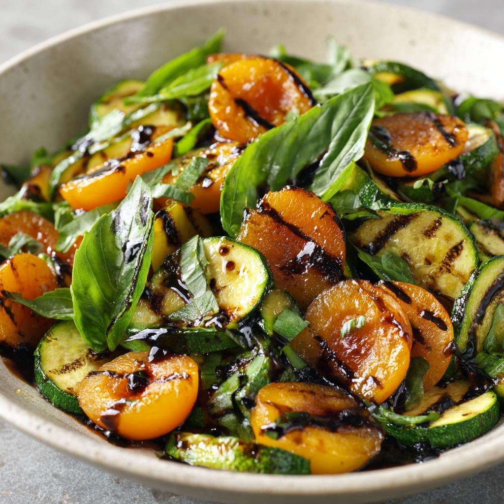 Salade tiède de courgettes grillées et d'abricots
