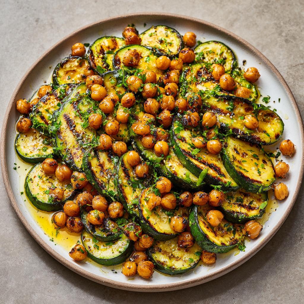 Salade tiède de pois chiches et courgettes grillées