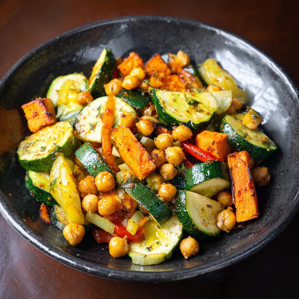 Sauté de Courgettes, Patates Douces et Pois Chiches