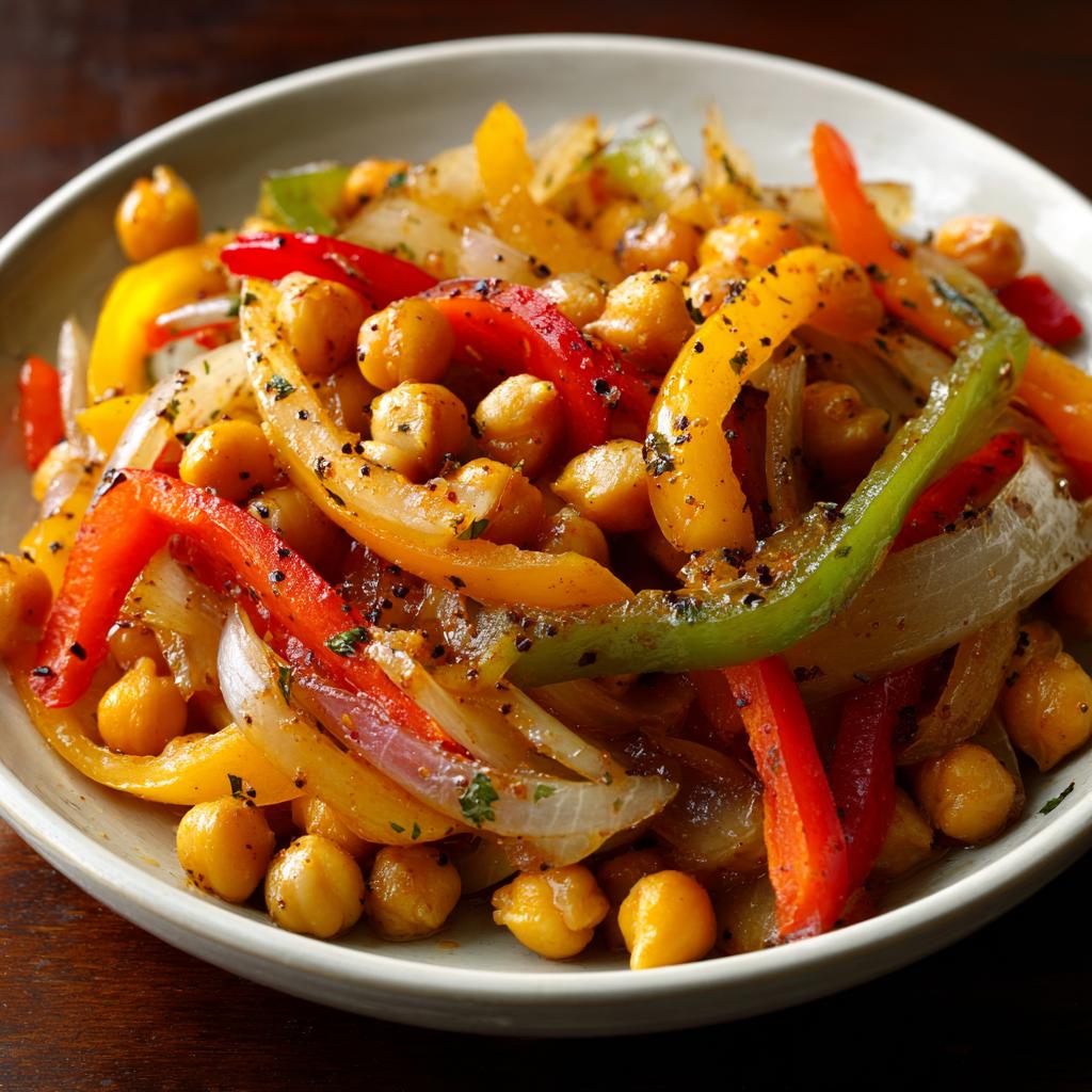 Sauté de Pois Chiches et Cumin avec Poivrons