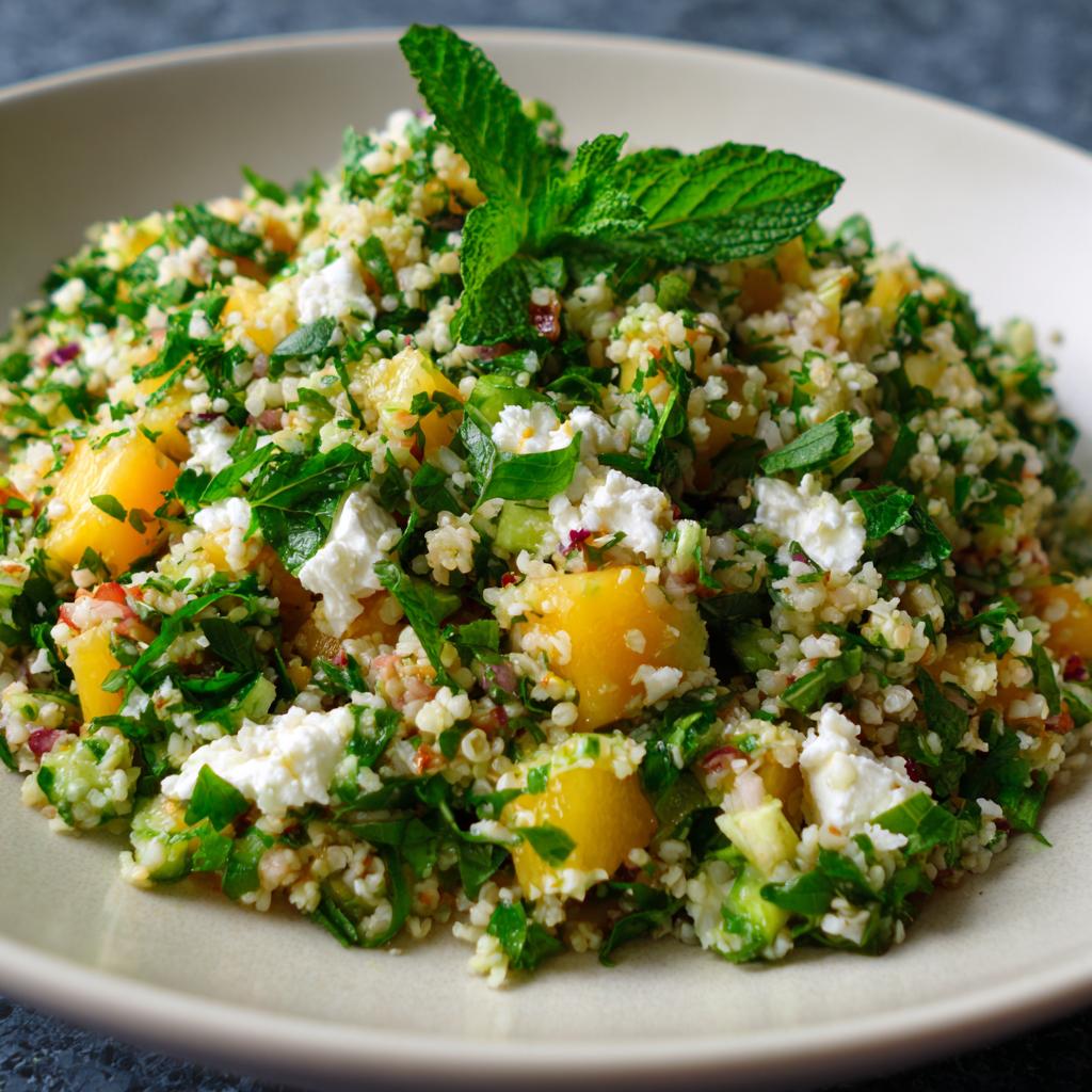 Tabbouleh aux Pêches Blanches et Menthe avec Fromage de Chèvre Frais - detail 1