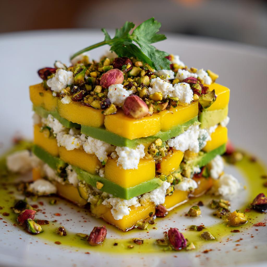 Tartare de Mangue et Avocat avec Fromage de Chèvre et Pistaches - detail 1