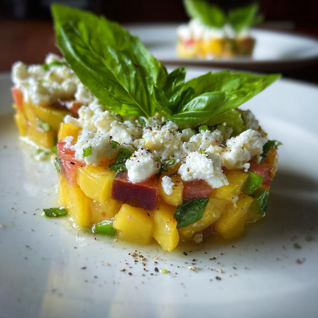 Tartare de Pêches et Avocats avec Fromage de Chèvre Frais et Basilic - detail 1