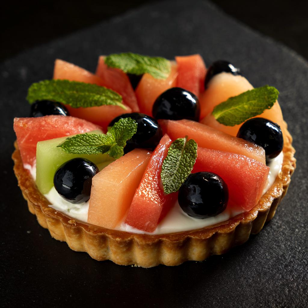 Tarte au Melon et Ricotta avec Olives Noires