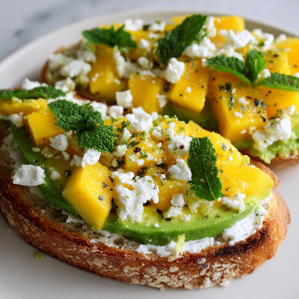 Tartine Froide à l'Avocat, Mangue et Feta