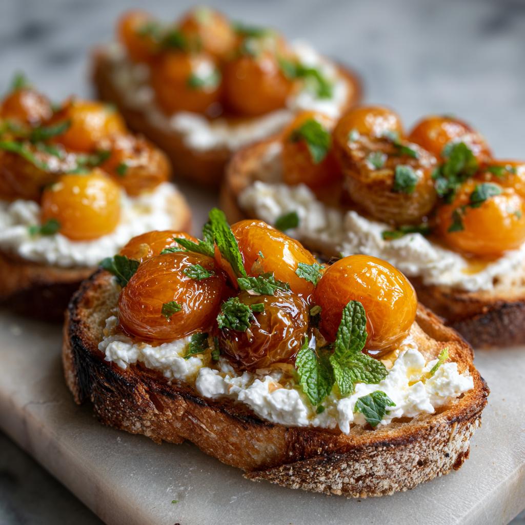 Tartines de Ricotta et Abricots Rôtis