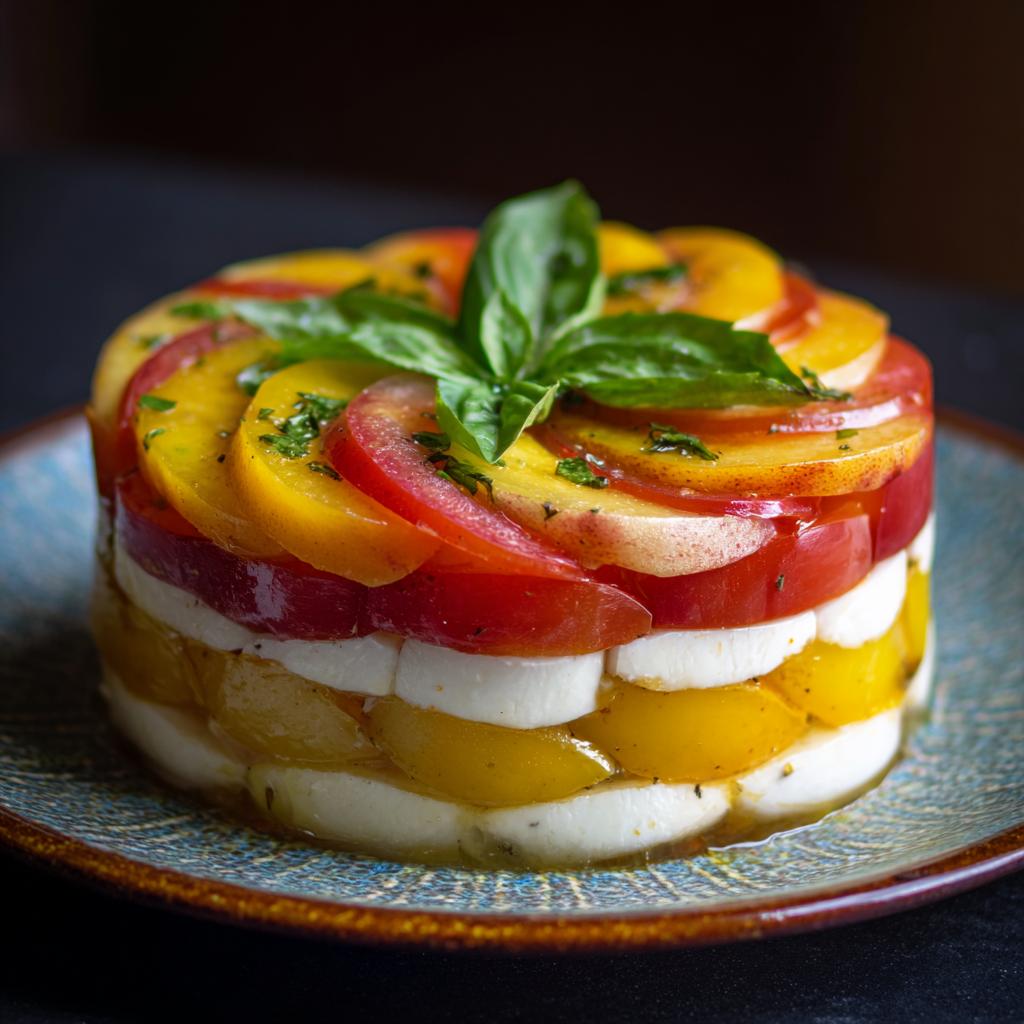 Tian de Pêches, Tomates et Mozzarella