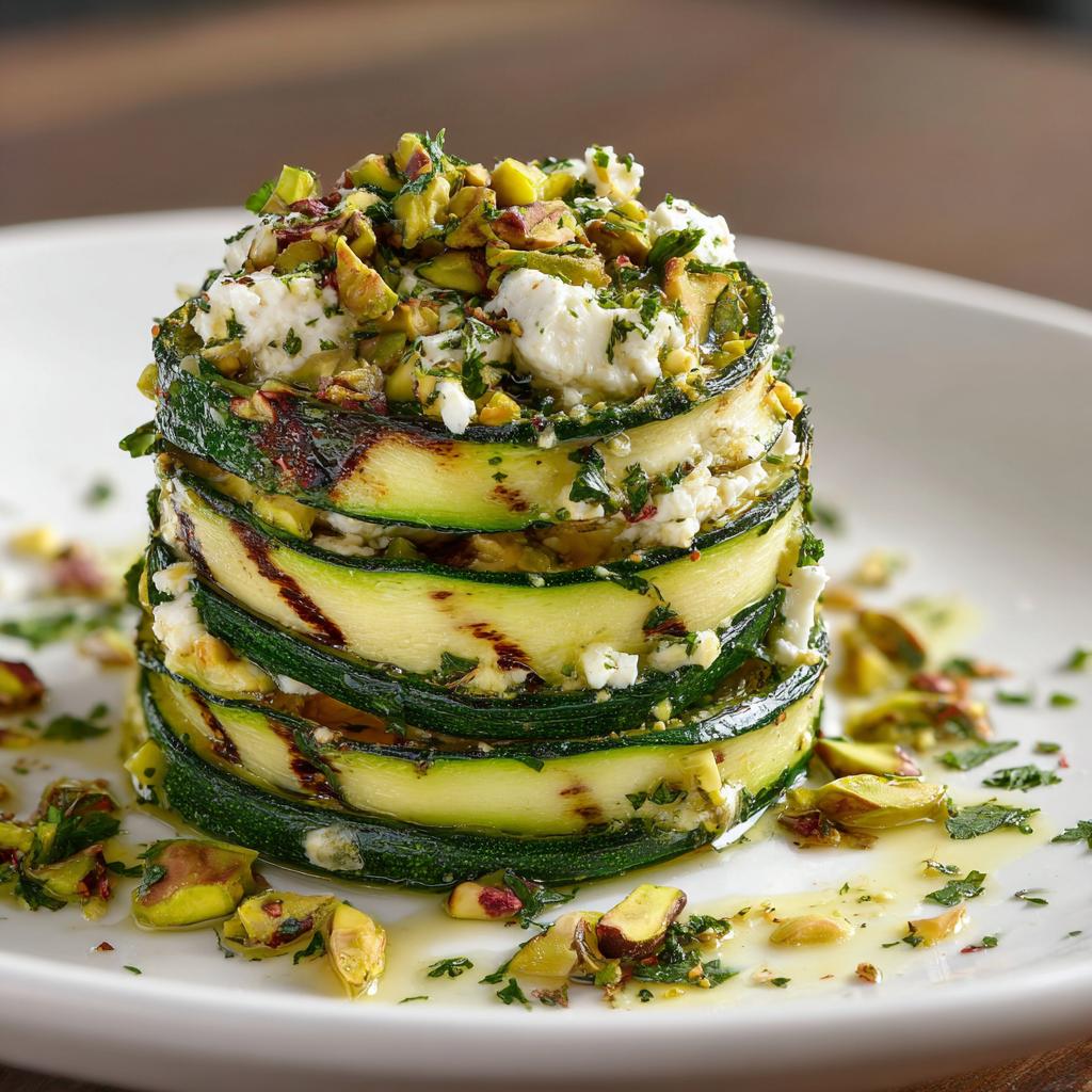 Timbale de Courgettes Grillées au Fromage de Chèvre et Pistaches