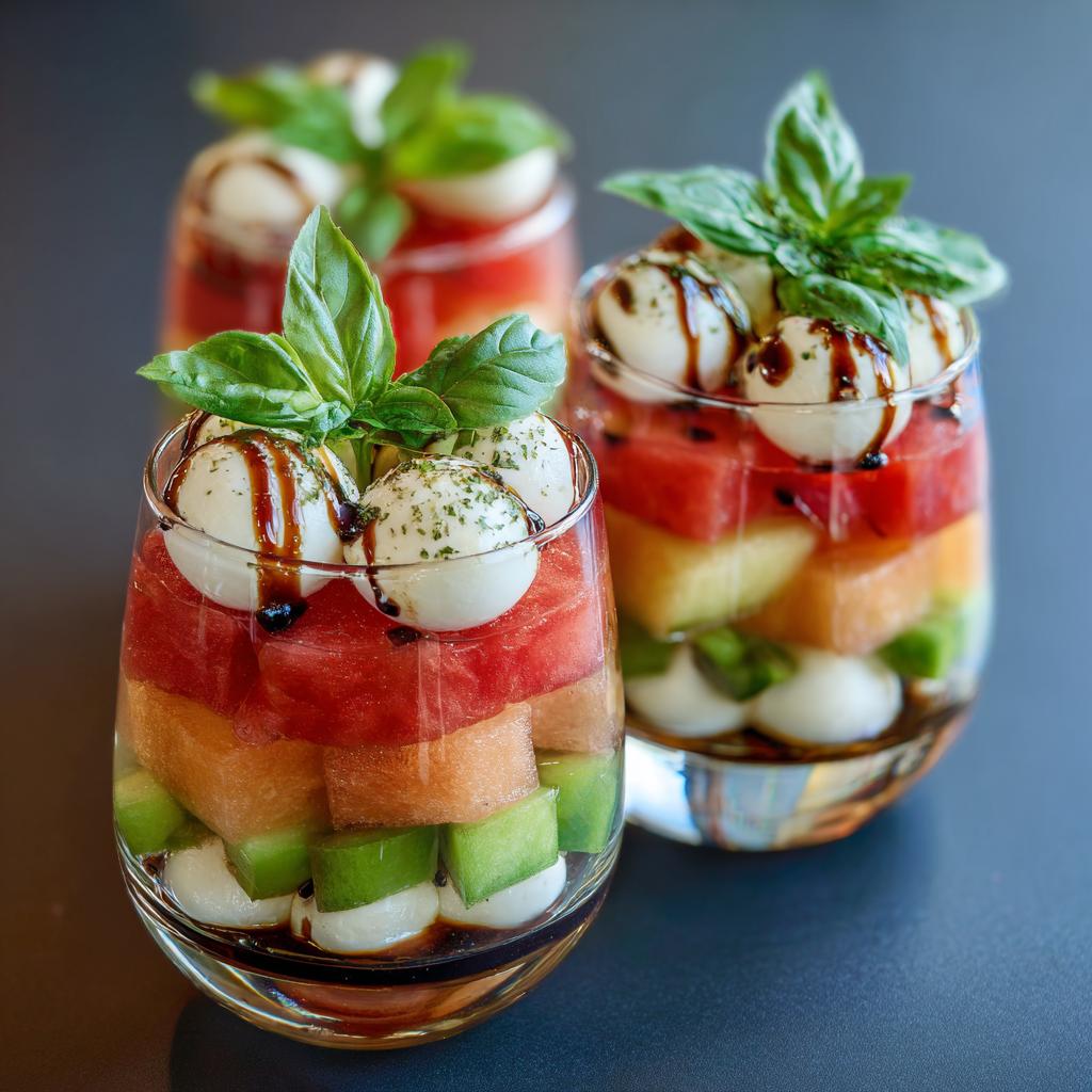 Verrines Melon, Pastèque, Mozzarella, Basilic - detail 1