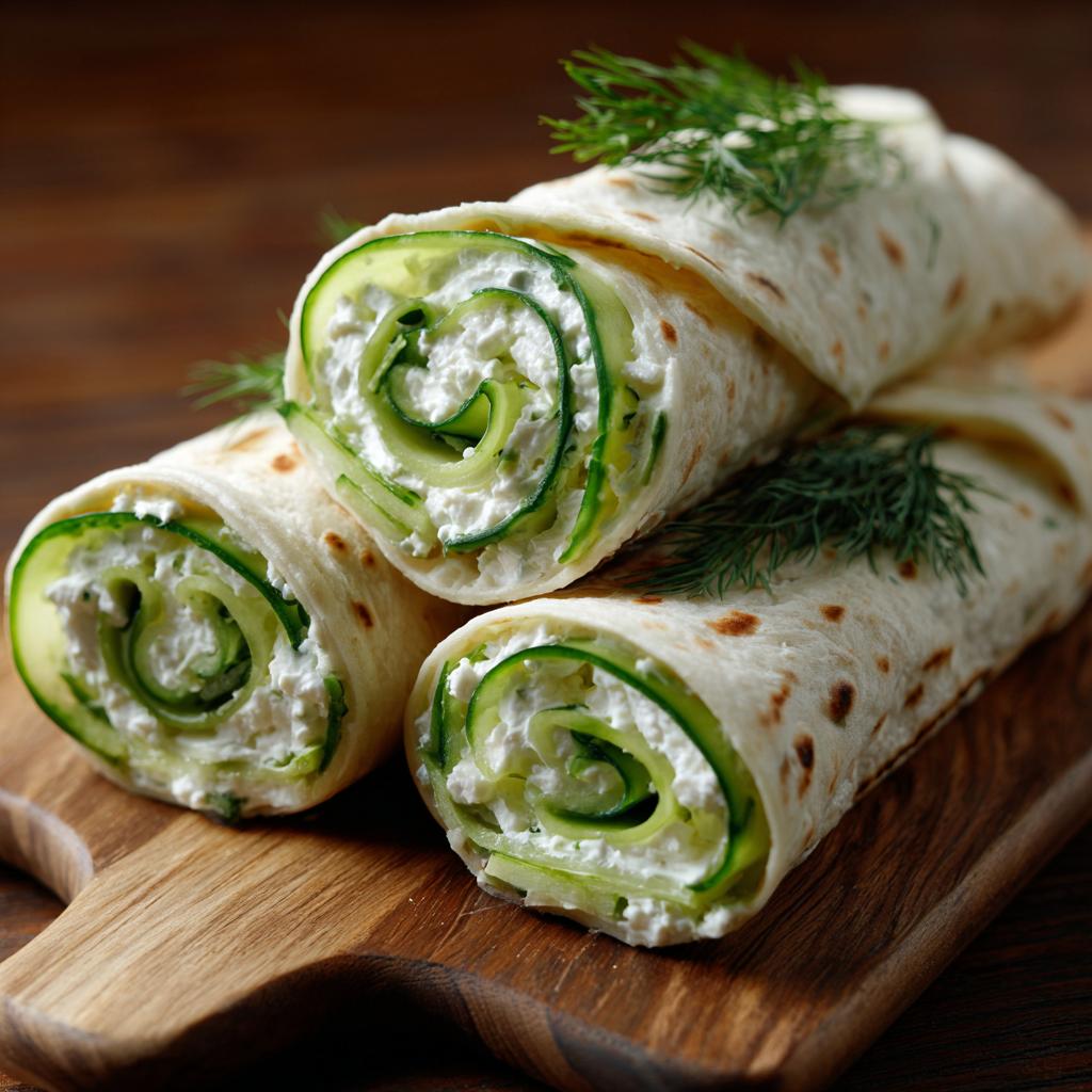 Wraps de concombre au fromage de chèvre et à l'aneth