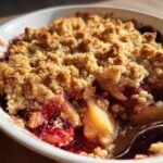 Crumble aux pommes et fruits rouges