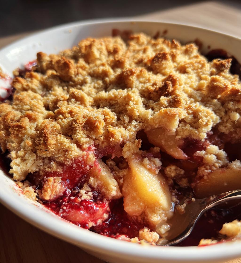 Crumble aux pommes et fruits rouges