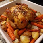 Poulet rôti et légumes au four