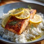 Saumon au four avec riz et citron