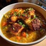 Soupe de légumes maison avec croûtons