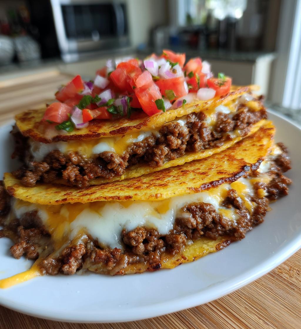 Tacos au bœuf haché et fromage fondant