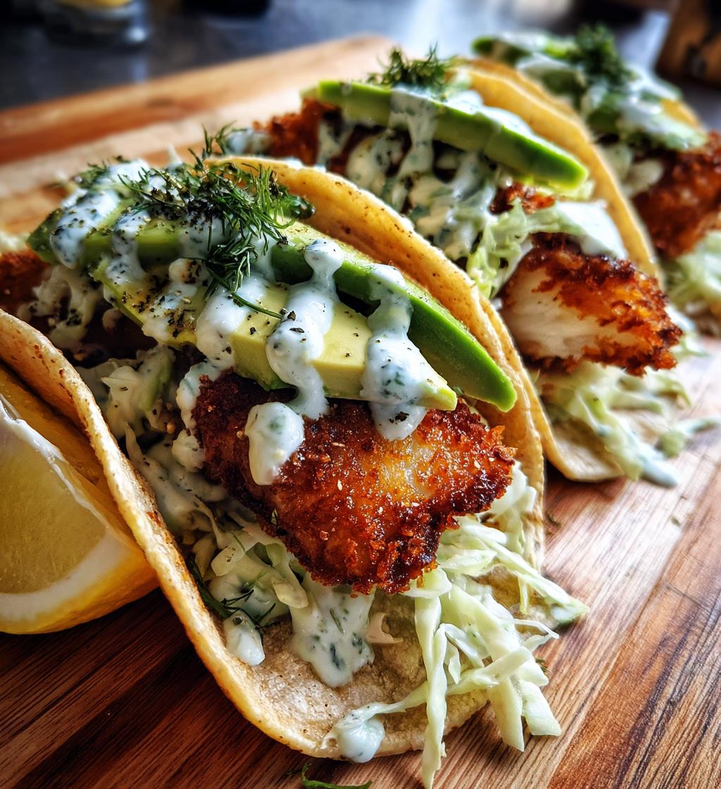 Tacos au poisson croustillant et sauce citronnée