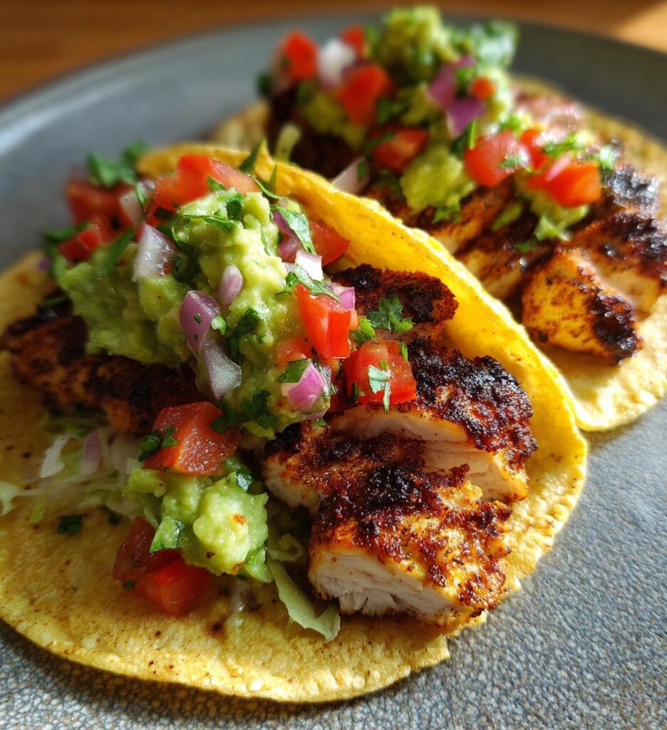 Tacos au poulet grillé et guacamole