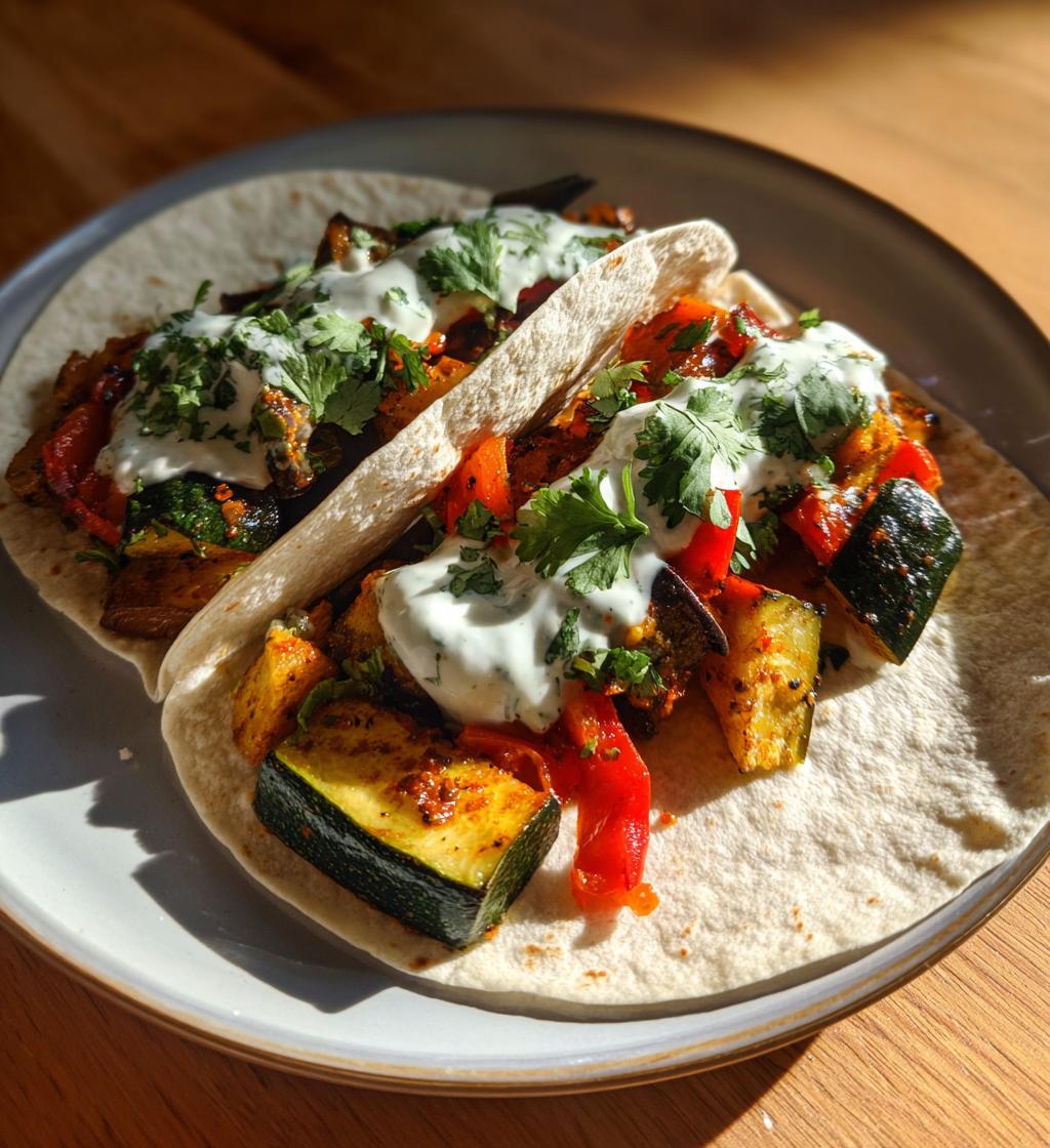Tacos de légumes rôtis et sauce yaourt