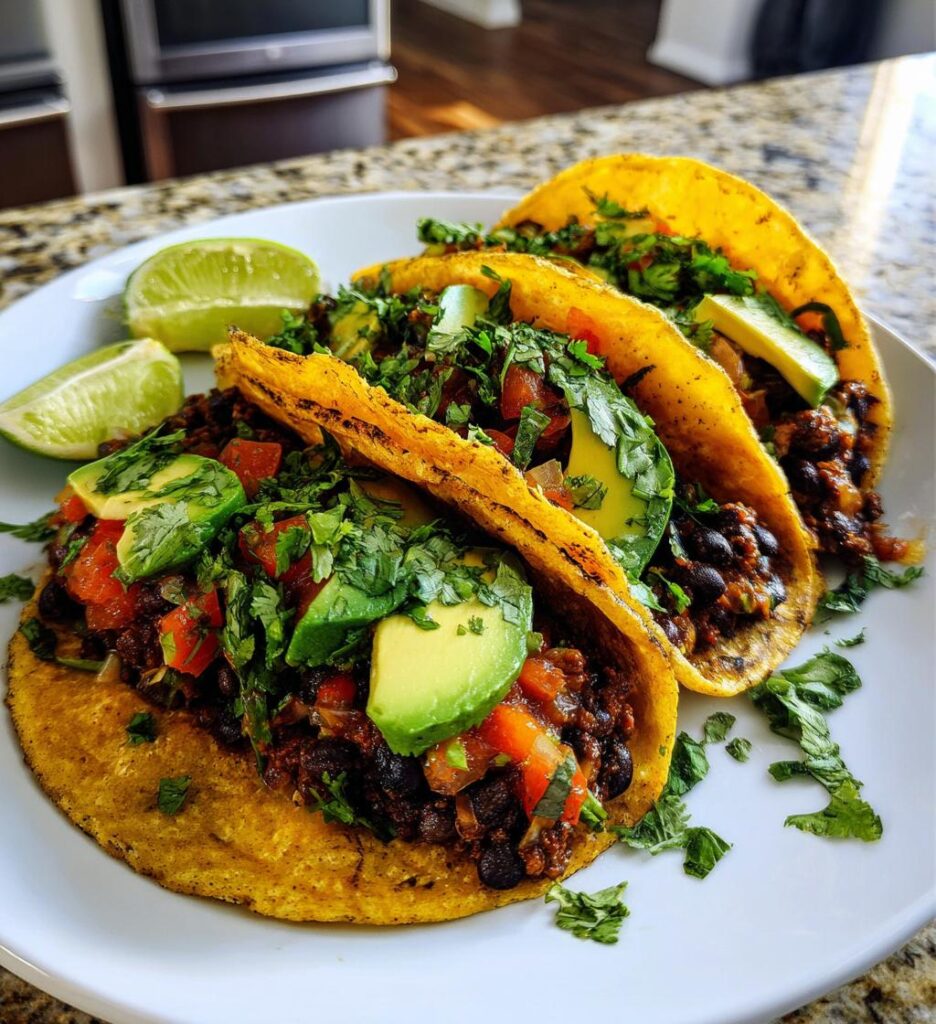 Tacos végétariens aux haricots noirs