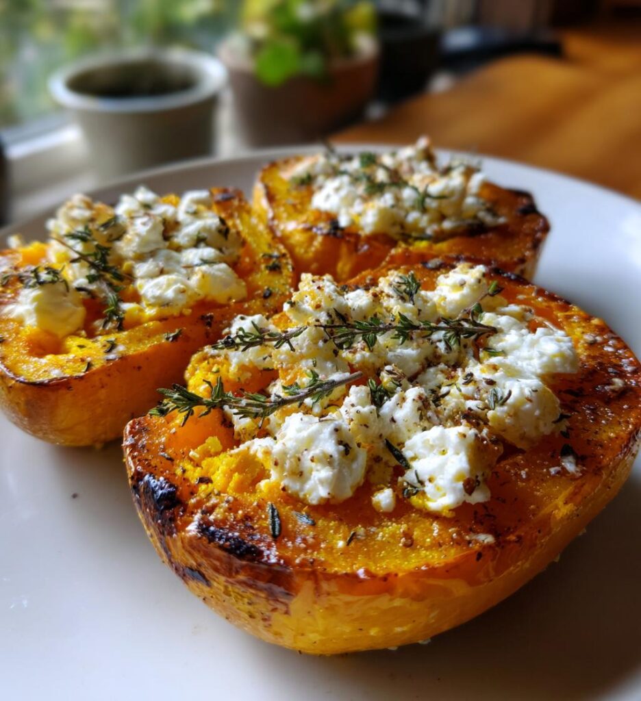 bateaux de courge butternut rotie au feta