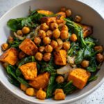 bowl epinards patate douce et pois chiches