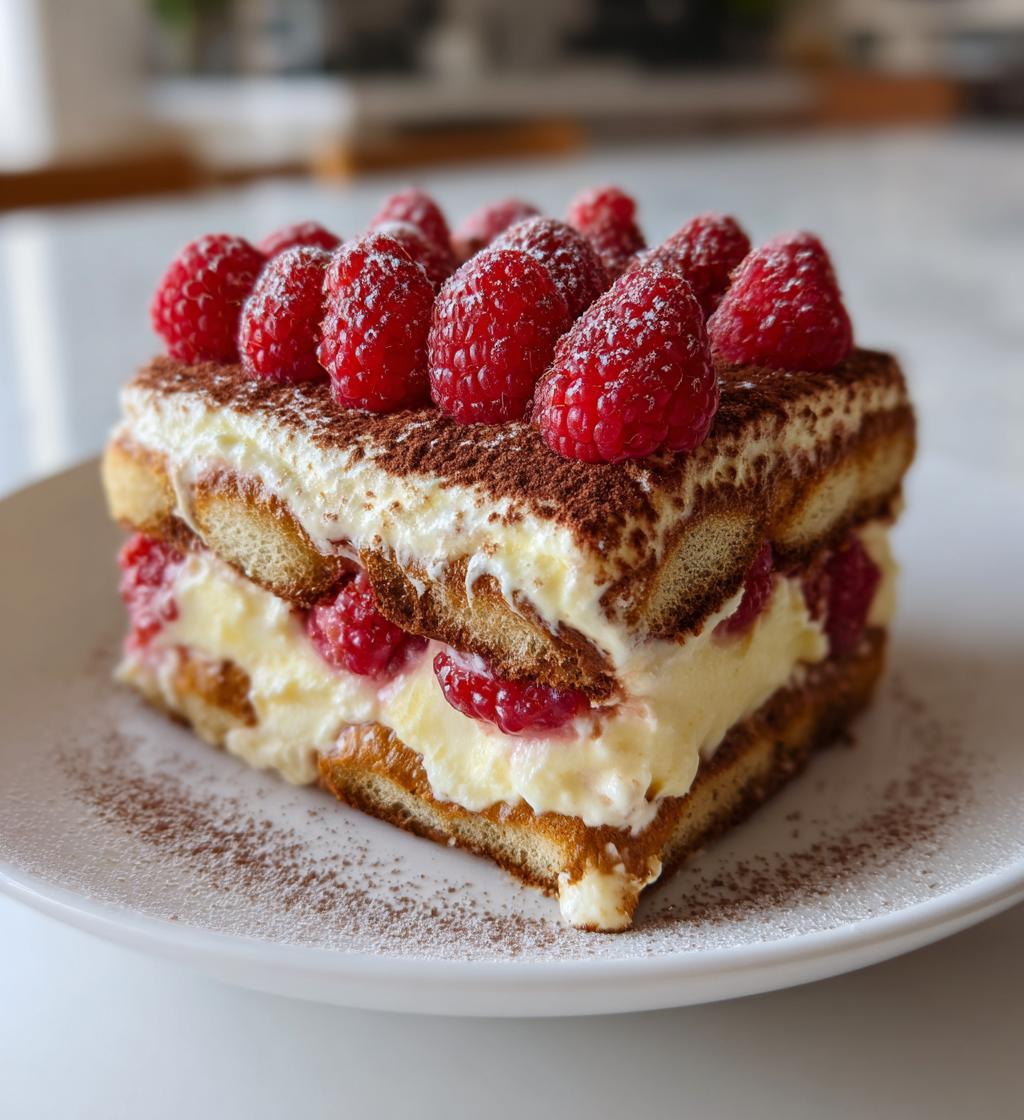 buche tiramisu aux framboises