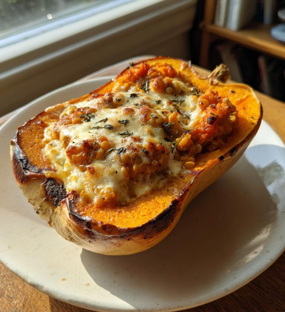 butternut farcie lentilles corail chevre