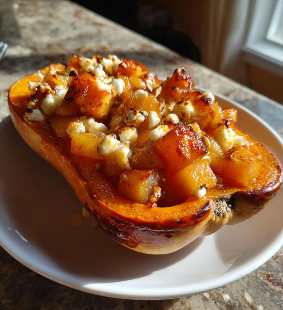 butternut farcie poires caramelisees chevre