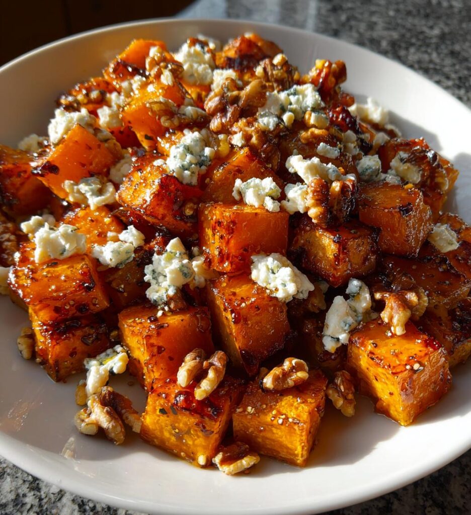 butternut roti au miel feta et noix