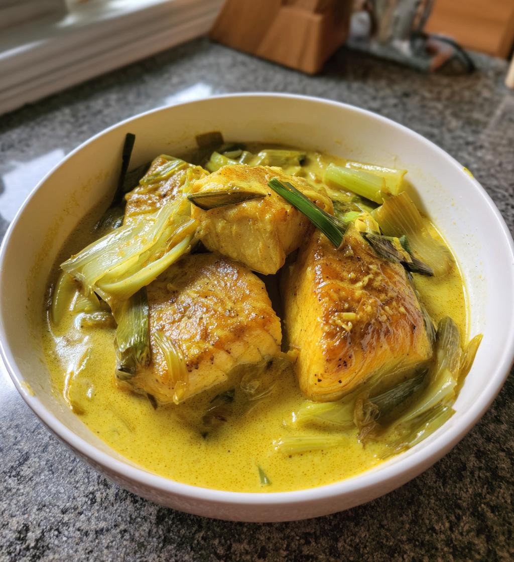 cabillaud exotique poireaux lait de coco