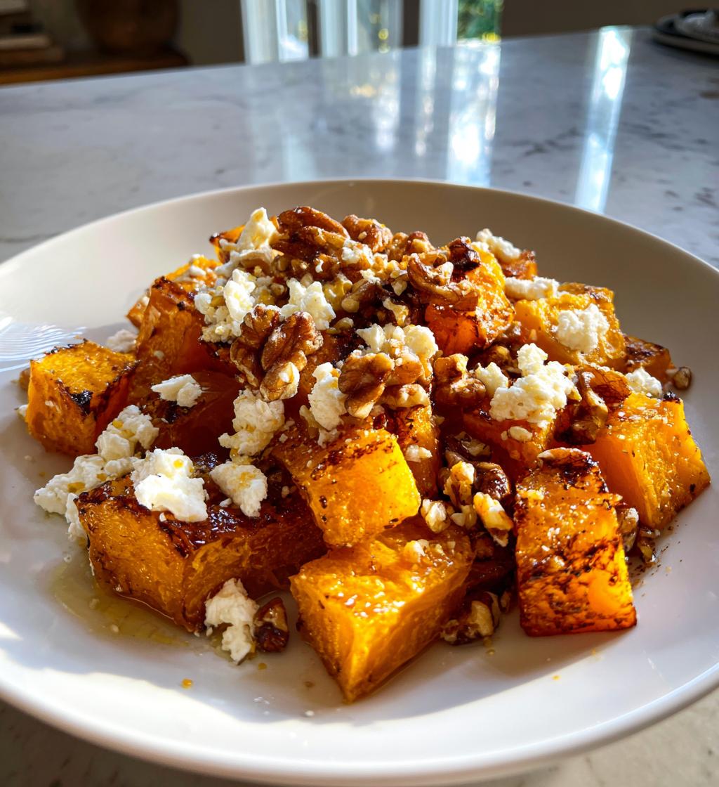 courge butternut rotie au miel feta et noix
