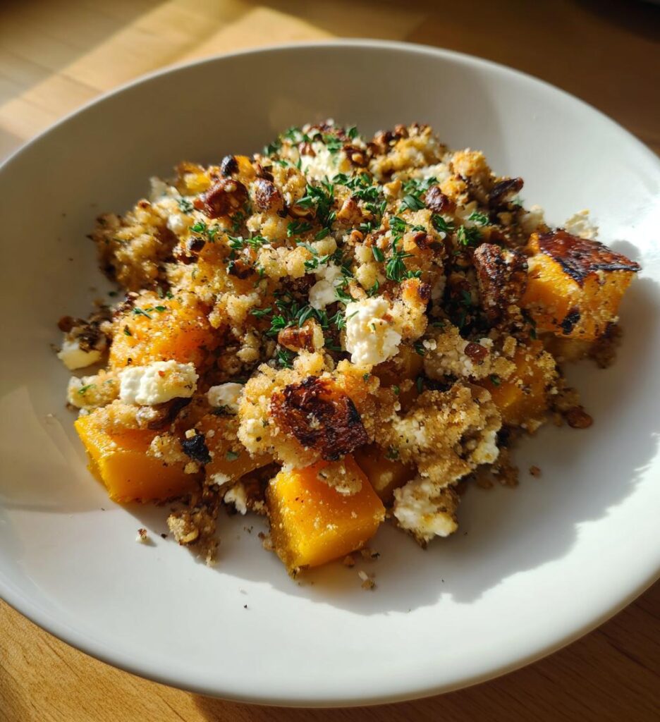 crumble sale butternut feta et noix de cajou