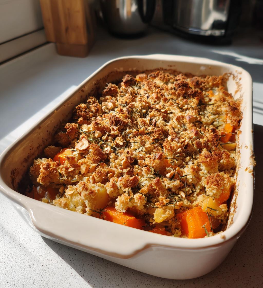 crumble sale de legumes dautomne noisettes