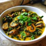 curry jaune aux champignons epinards