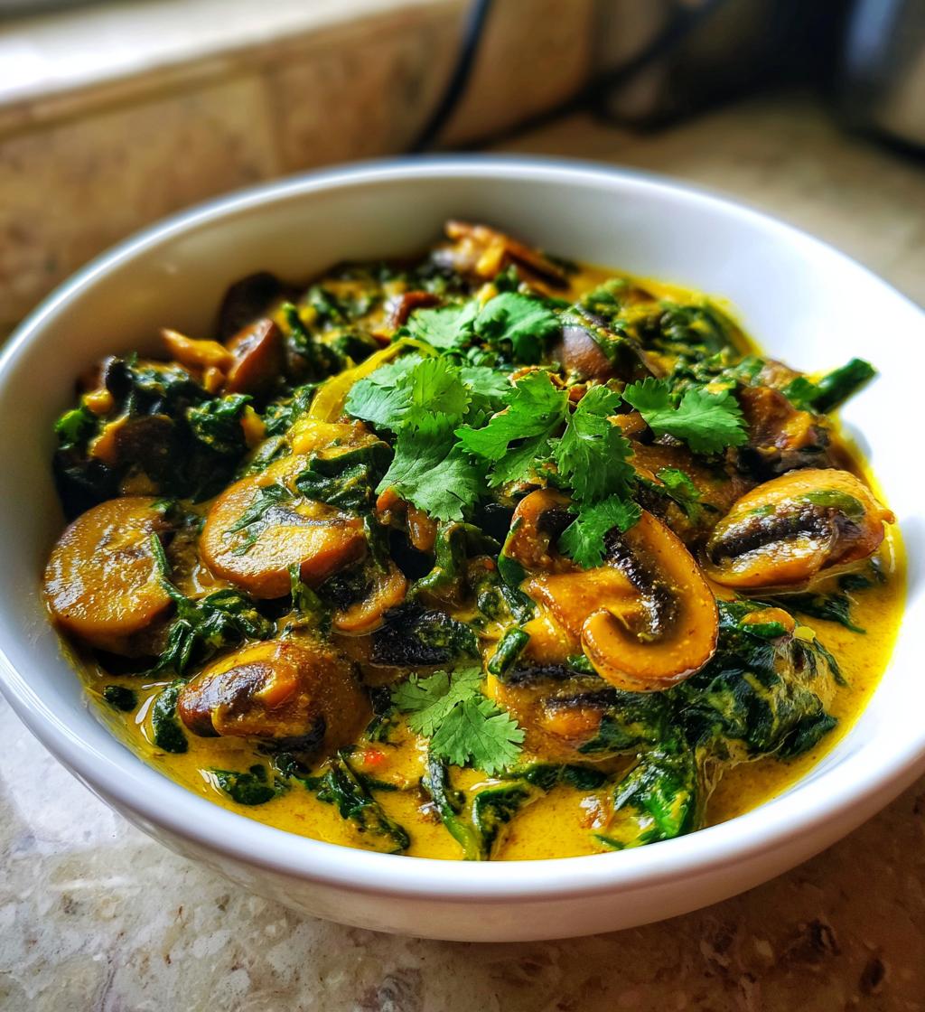 curry jaune aux champignons epinards