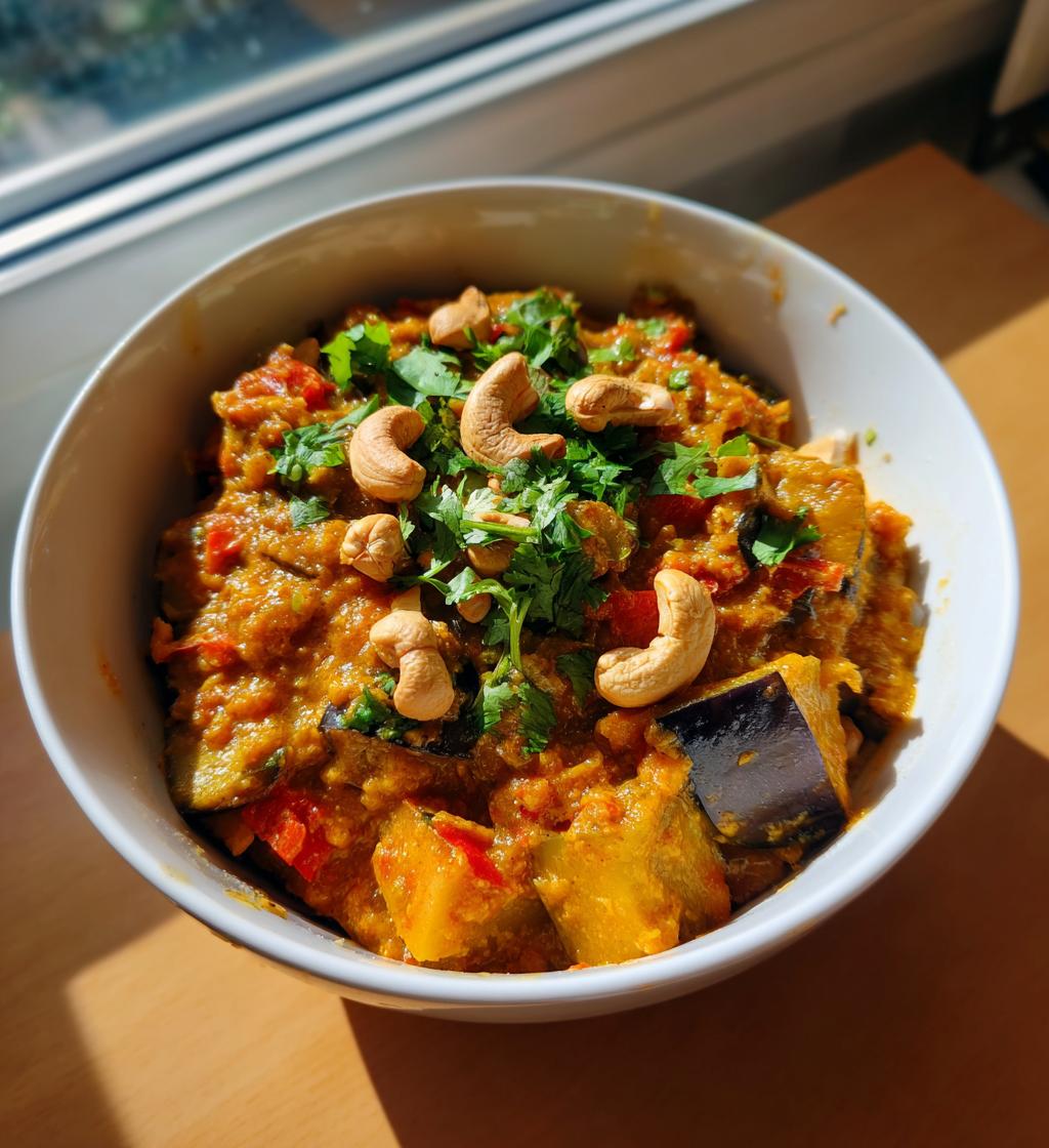 curry rouge aubergine lentilles corail cajou