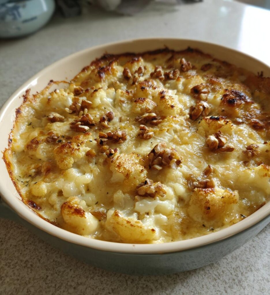 gratin de chou fleur et patate douce noix