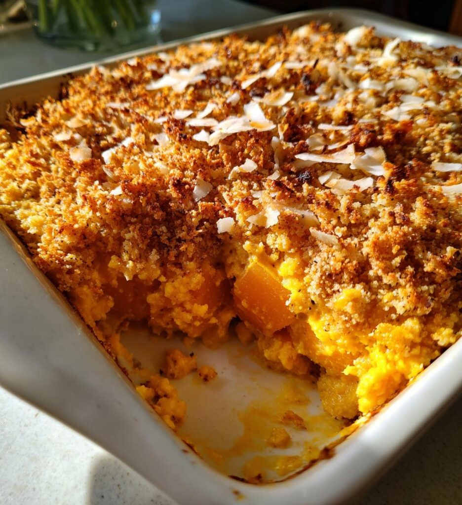 gratin exotique butternut et coco au curry