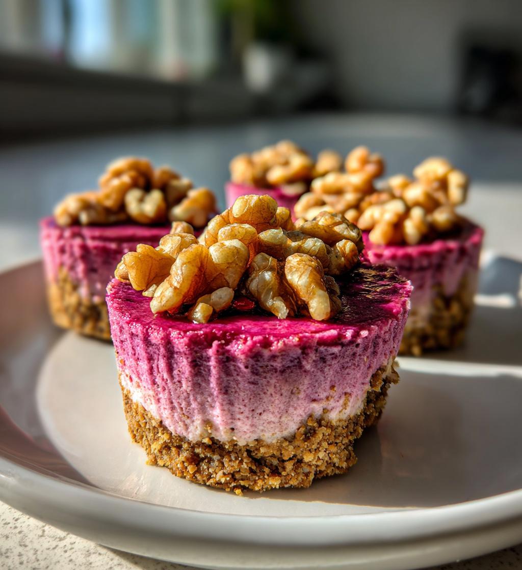 mini cheesecakes betterave et chevre noix