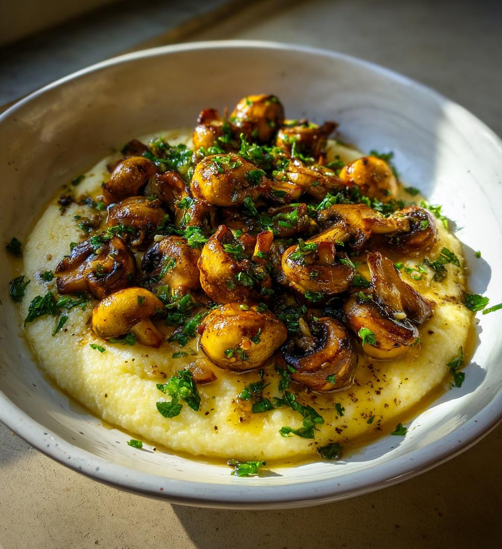 poelee de champignons lail persil polenta