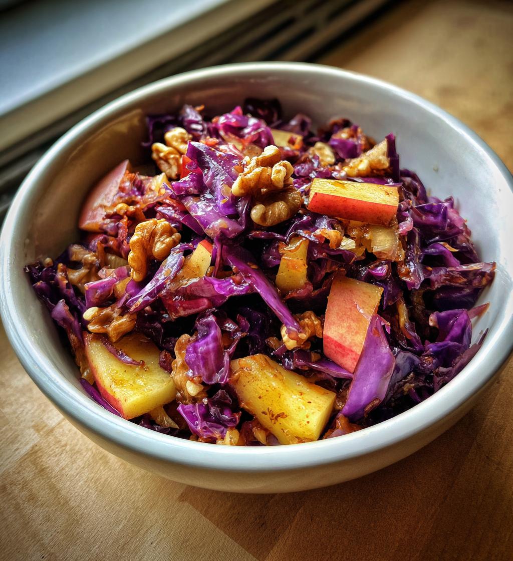 poelee de chou rouge pommes et noix