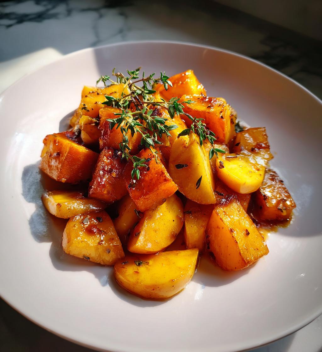 poelee de courge et pommes caramelisees thym