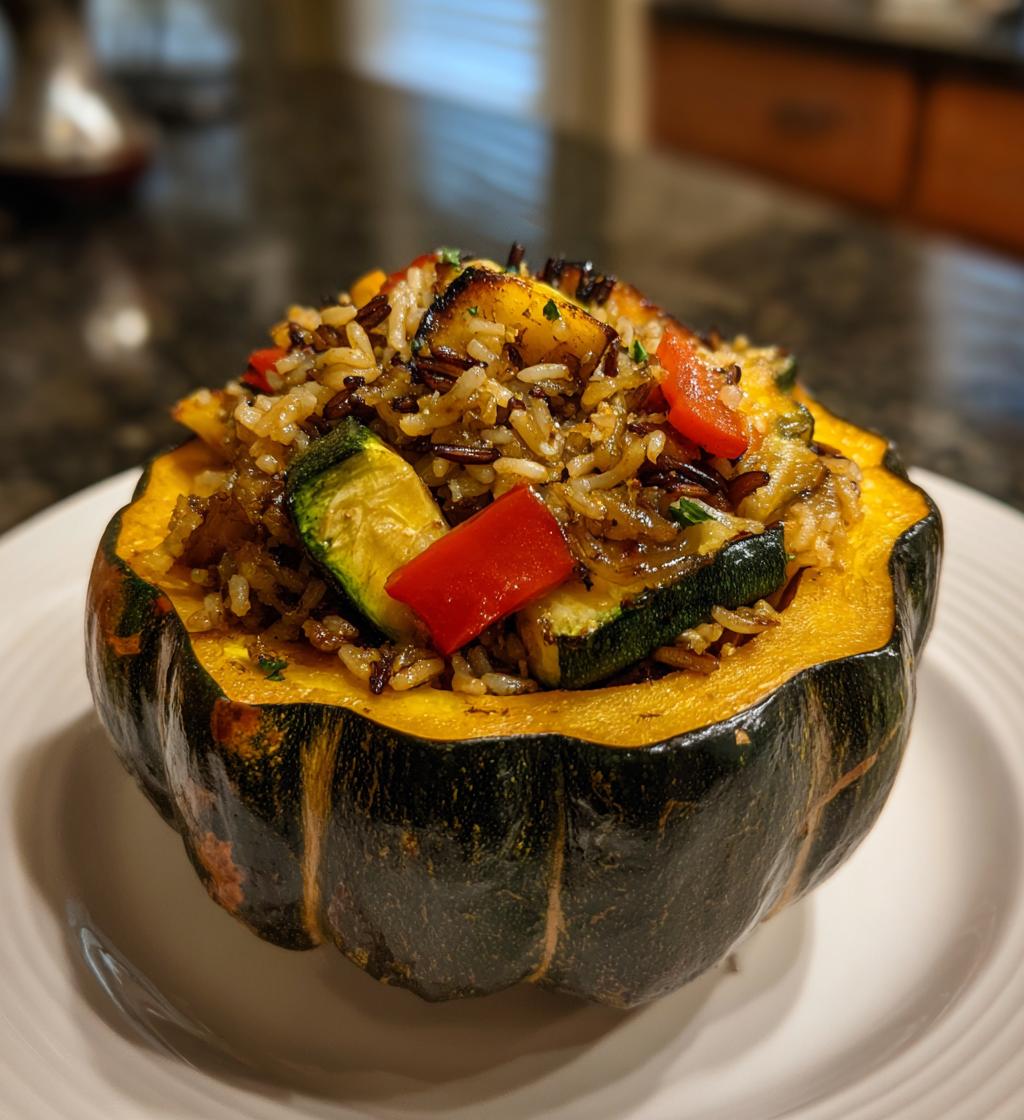 potimarron farcie riz sauvage legumes rotis