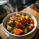 ragout de lentilles vertes coings carottes
