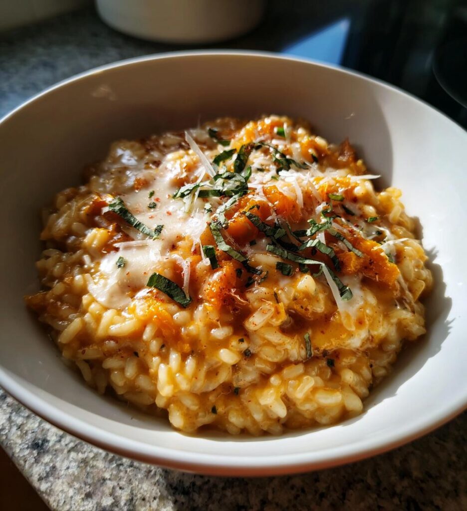 risotto cremeux au potimarron et parmesan